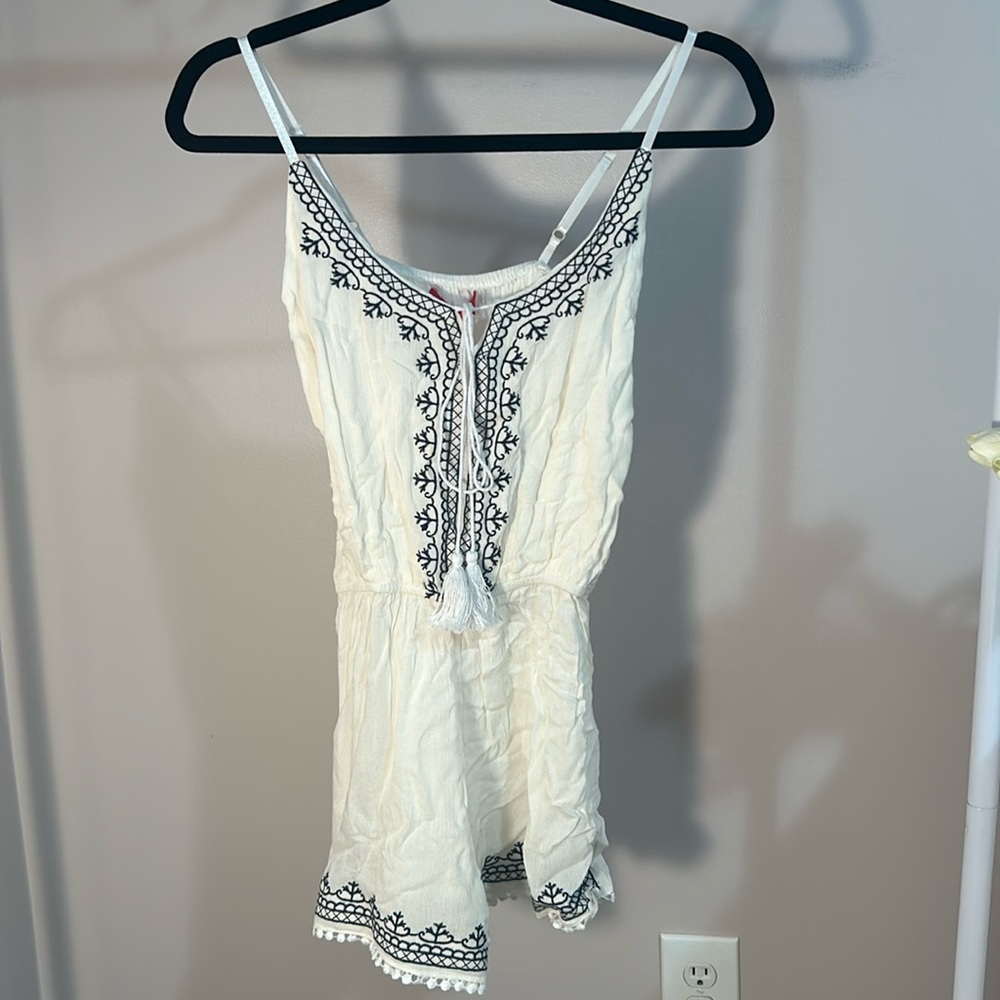 Embroidered flowy romper